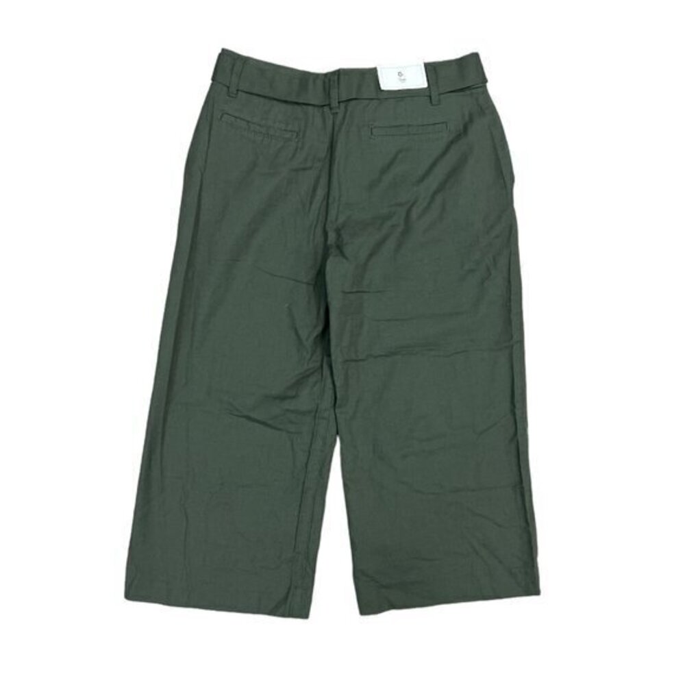 NEW Gap Womens Size 0R Wide Leg Belted Capri Pants Olive Green‎ 100% Cotton - Picture 5 of 10